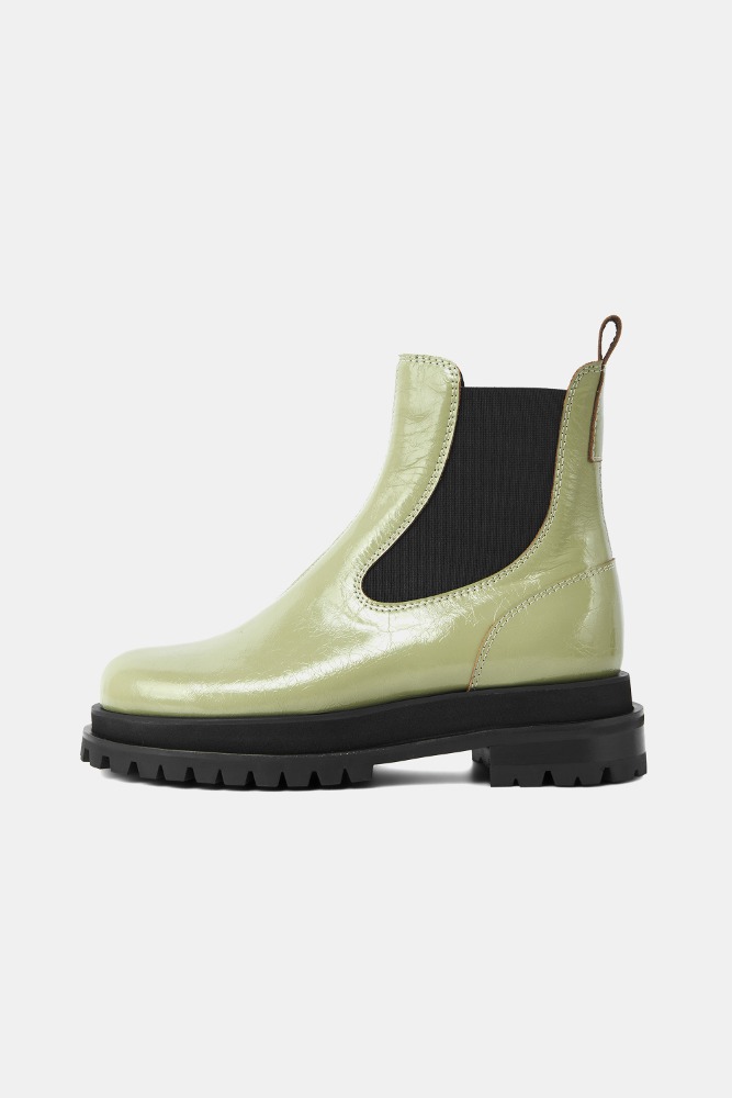 TOMMY GLOSSY CHUNKY CHELSEA BOOTS_YELLOW GREEN