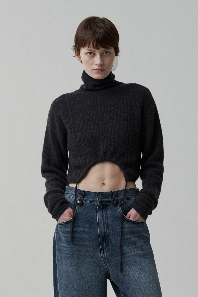 AMY CROPPED KNIT TOP charcoal