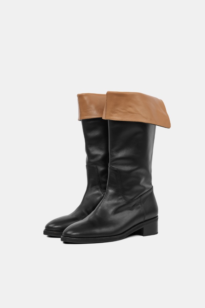 WEATHER FOLDED BOOTS black/brown