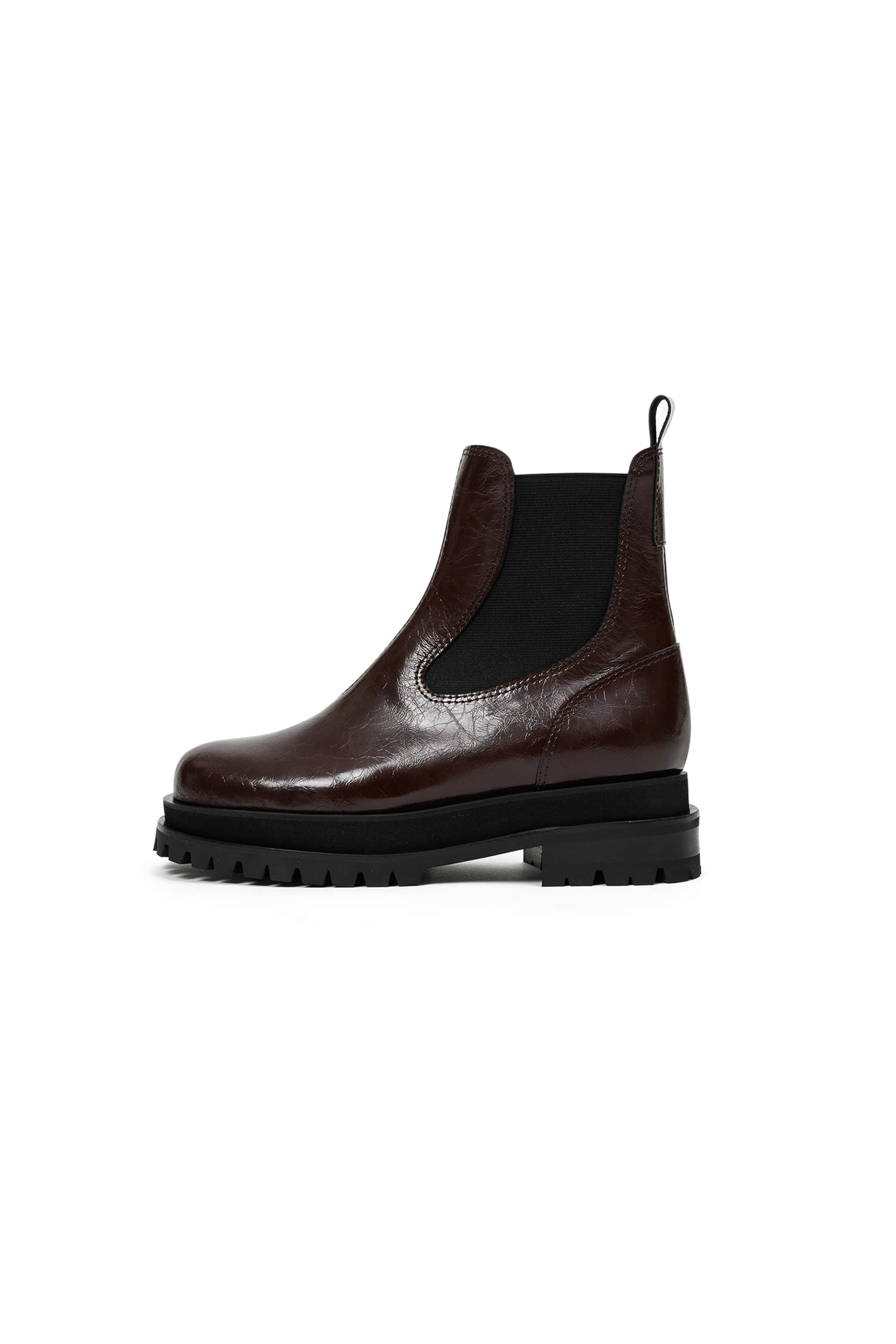 TOMMY GLOSSY CHUNKY CHELSEA BOOTS_BROWN